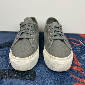 SUPERGA Gray Platform Canvas Shoes Sneakers Womens 6.5 Mens 5 Unisex Style 001L0